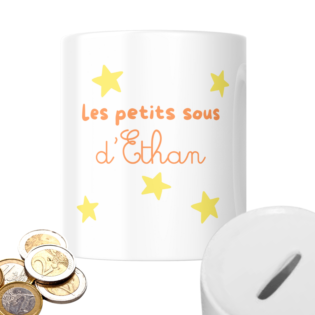 Tirelire "Les petits sous" étoiles jaunes