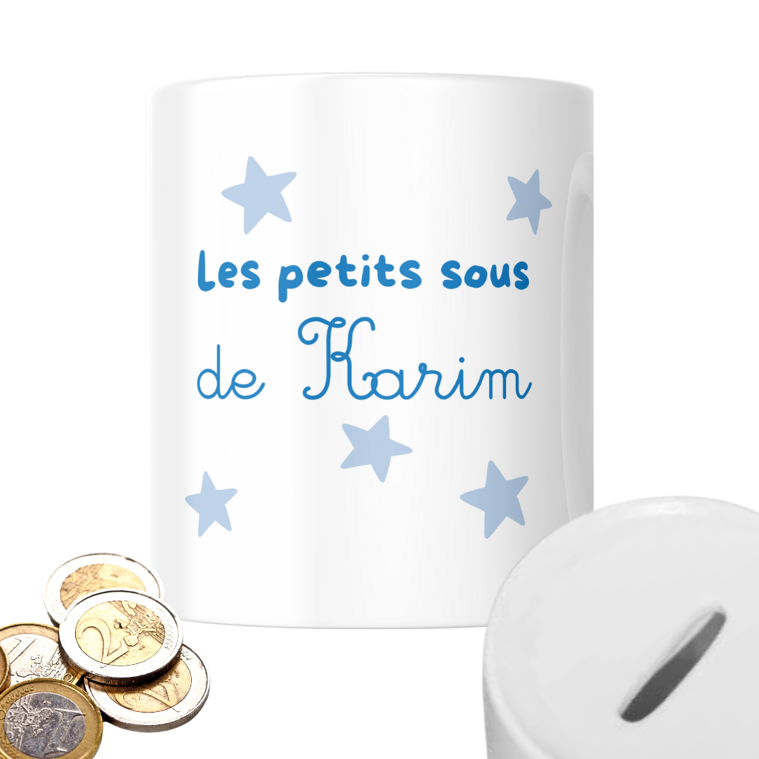 Tirelire "Les petits sous" étoiles bleues