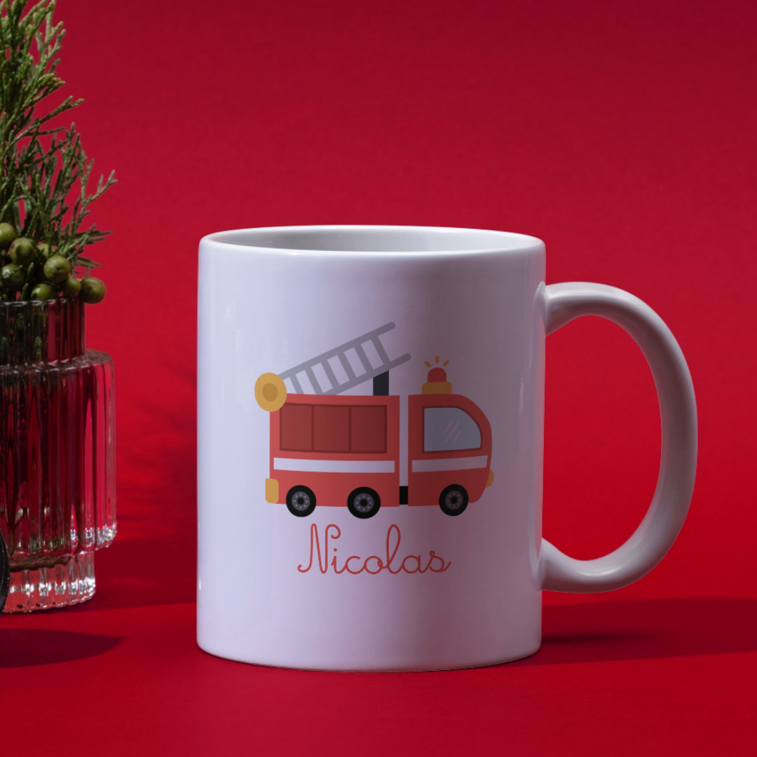 Mug prénom - Camion de pompiers