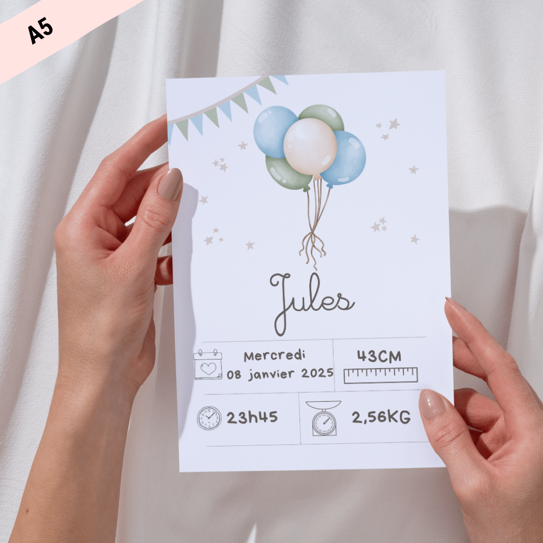 Petite affiche de naissance Ballons