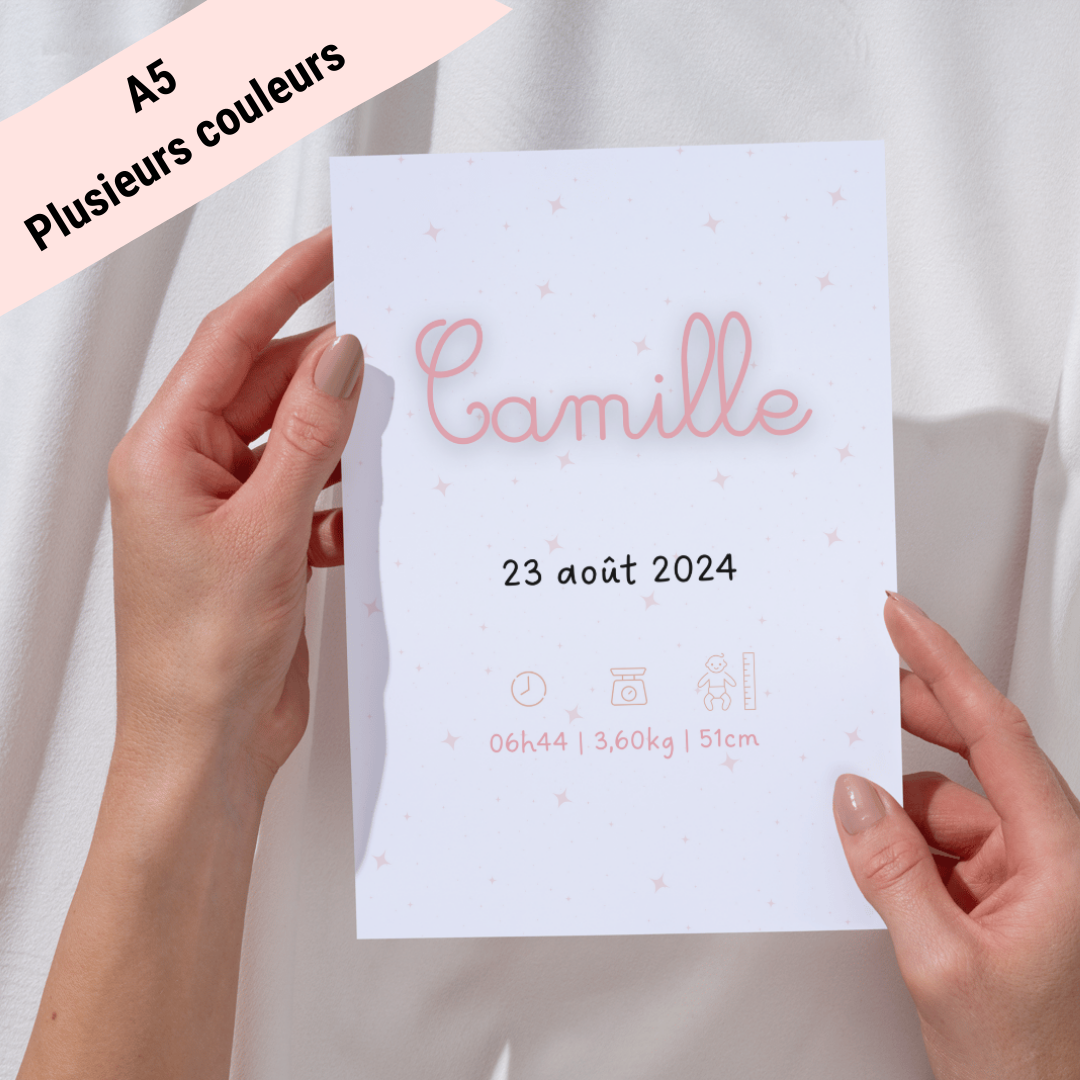 Petite affiche de naissance étoiles