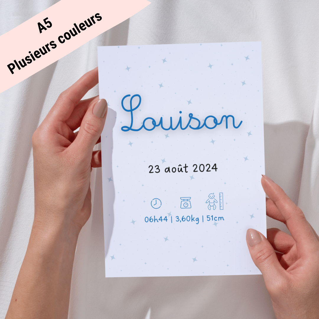 Petite affiche de naissance étoiles