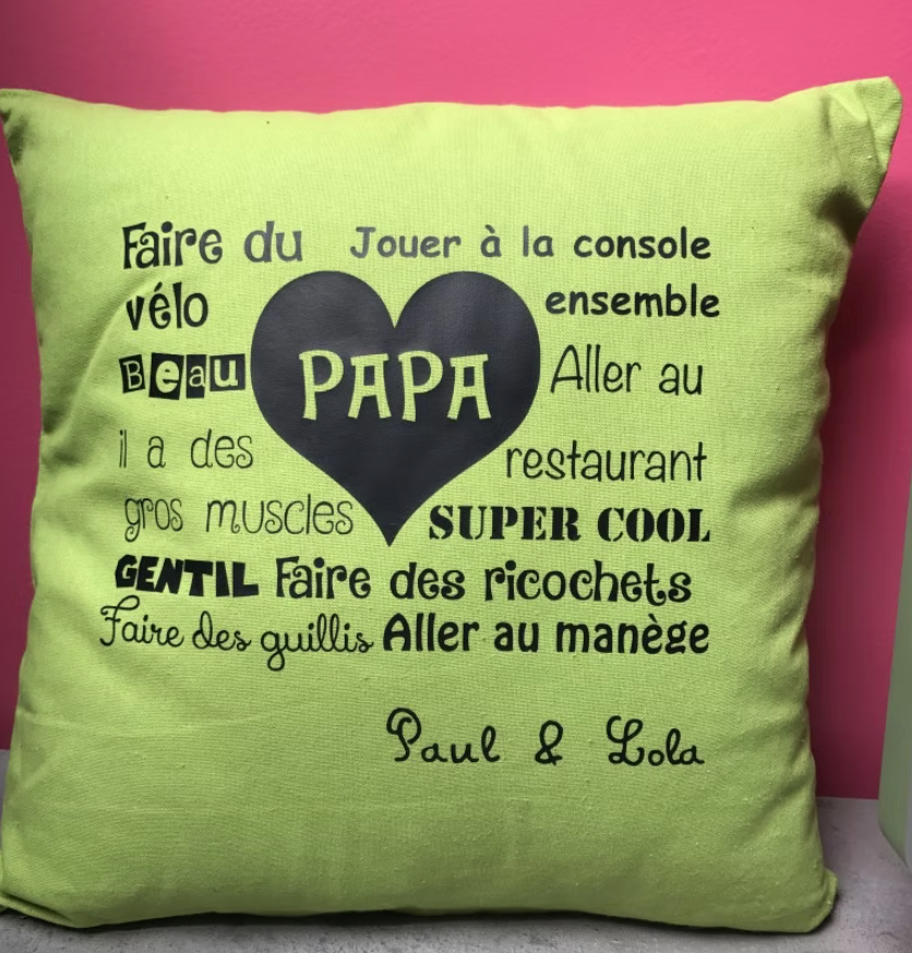 Coussin coeur à mots doux
