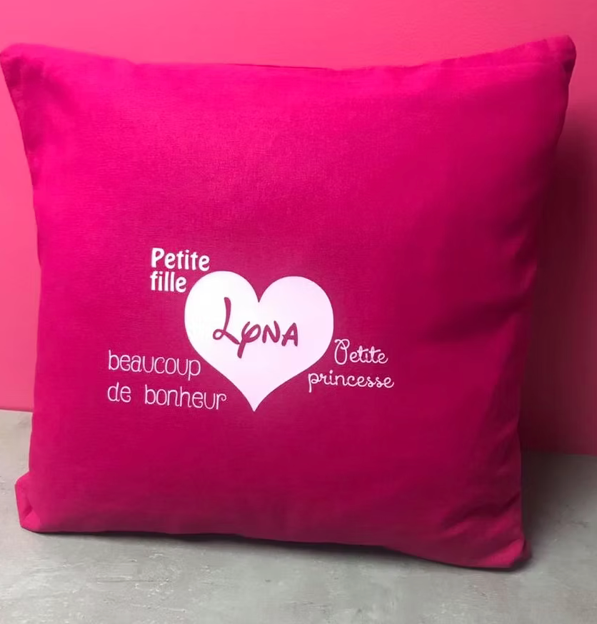 Coussin coeur à mots doux