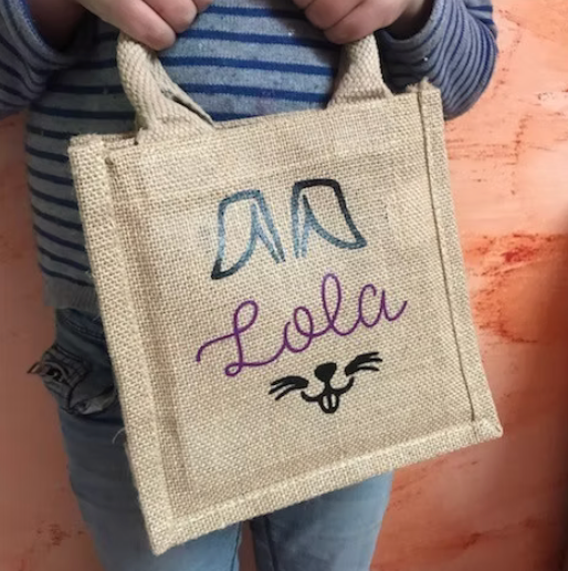 Petit sac en jute, Oreilles de lapin