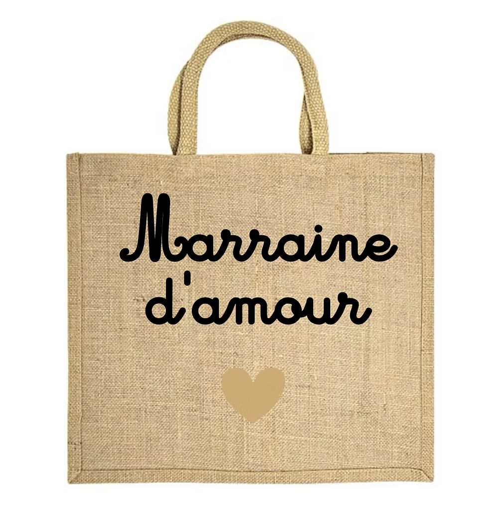 Sac en toile de jute Marraine d'amour