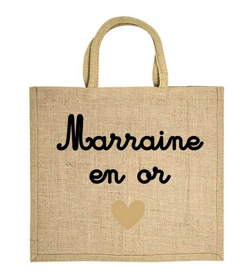 Sac en toile de jute Marraine en or