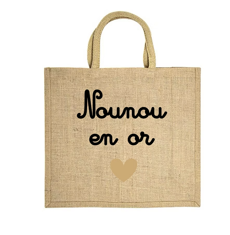 Sac en toile de jute Nounou en or