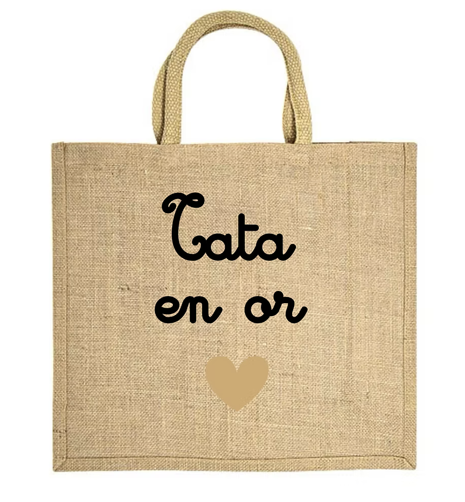 Sac en toile de jute Tata en or