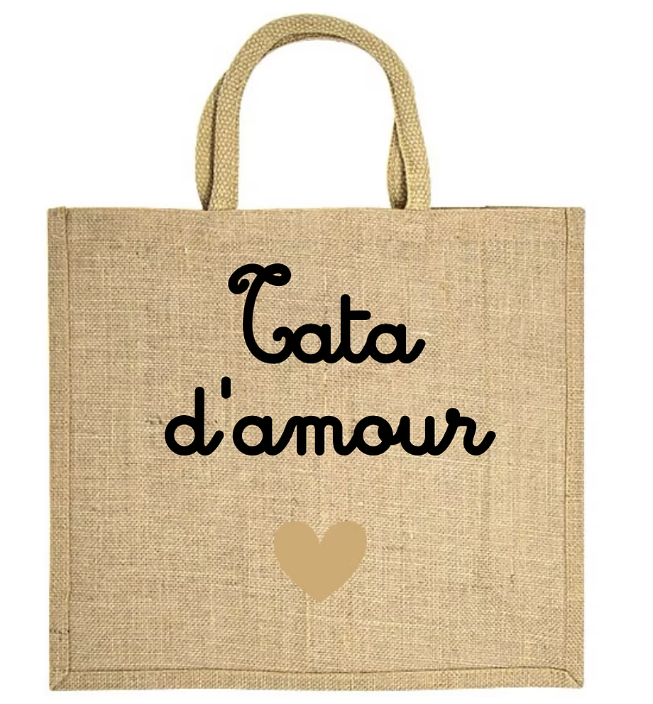 Sac en toile de jute Tata d'amour