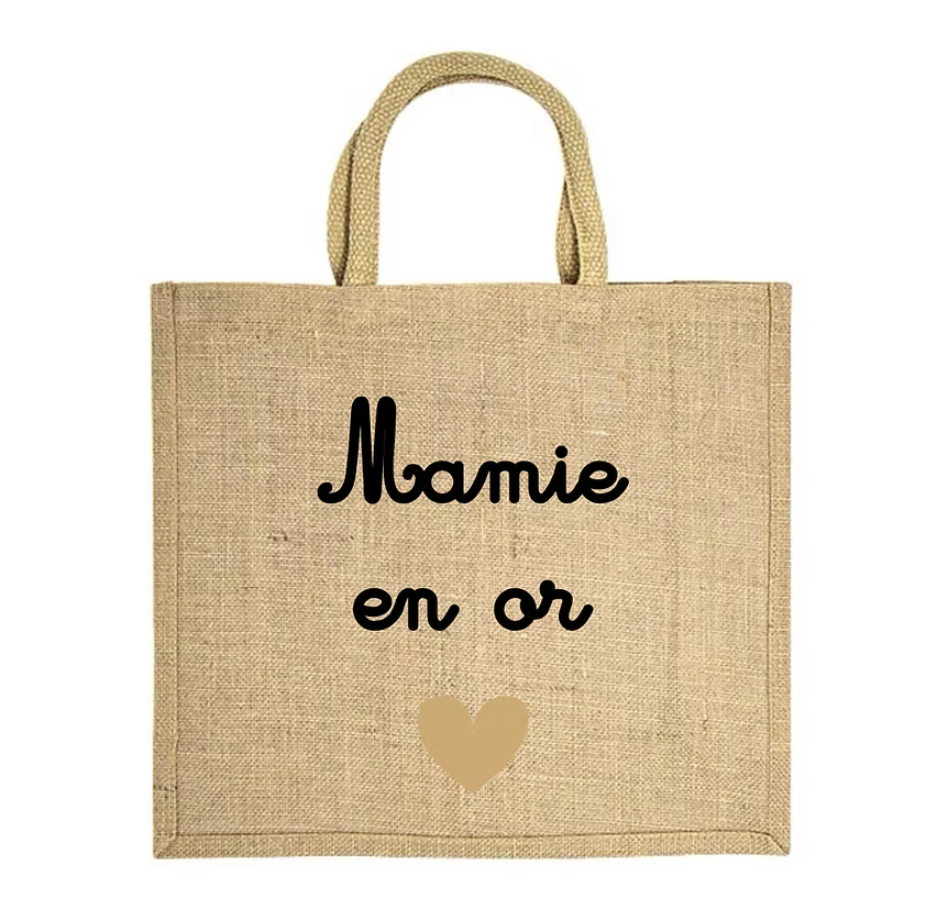 Sac en toile de jute Mamie en or