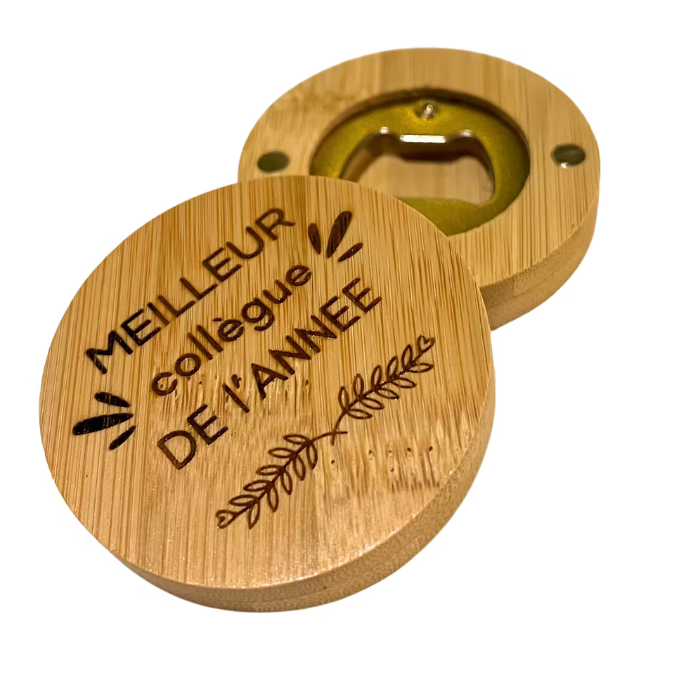 Magnet décapsuleur bois Meilleur collègue de l'année