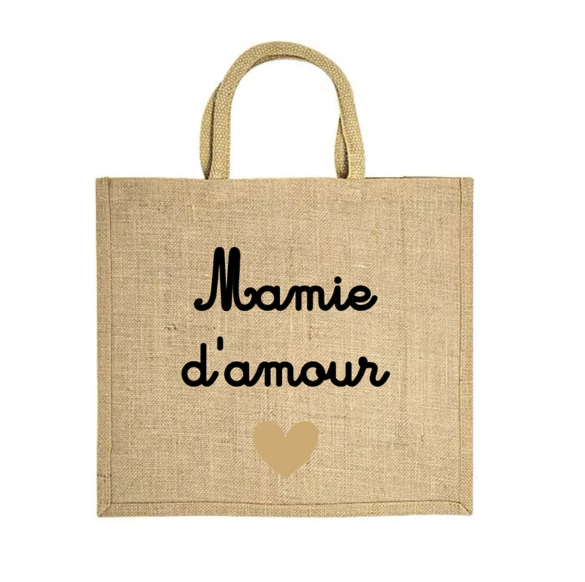 Sac en toile de jute Mamie d'amour